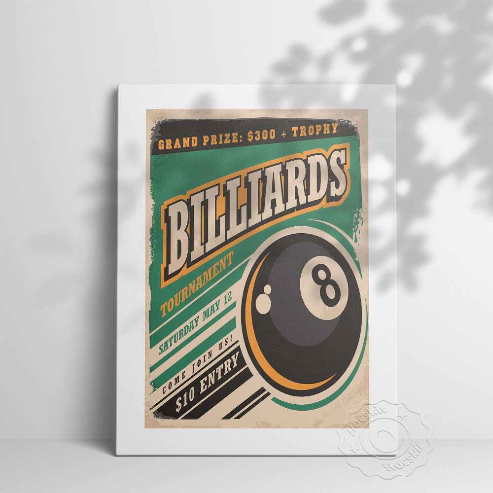 Vintage Collectible Posters - Biljart Toernooi Advertentie Art Poster, Club
