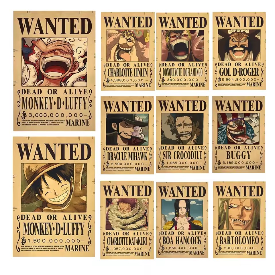 Vintage And Collectible Toys - Anime One Piece Bounty Wanted Posters