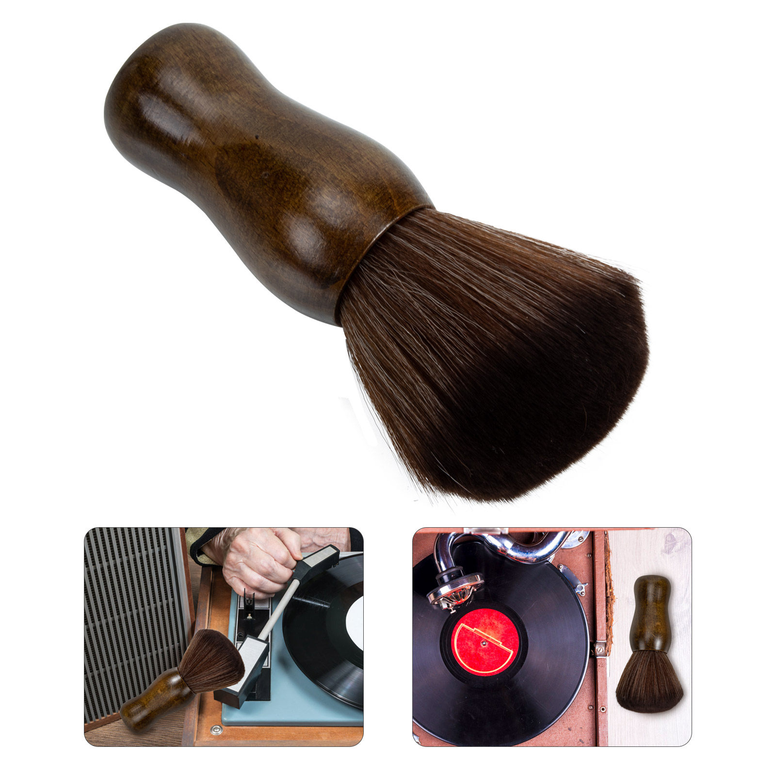 Vinyl Record Cleaner - Professionele vinylplatenreinigingsborstel met kort handvat, ultrafijne