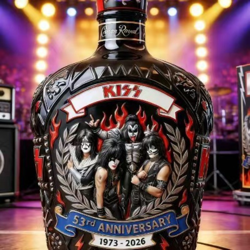 Vintage Collectible Liquor Bottles - Collectible KISS band-stijl whiskykaraf, vintage rockmuziek-thema