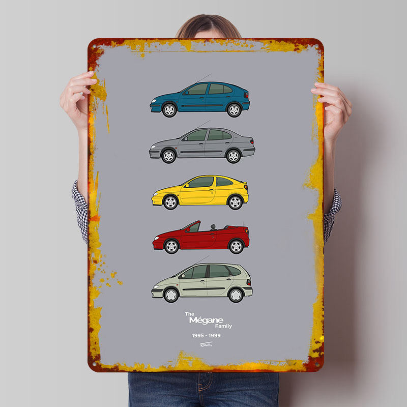 Vintage Collectible Posters - Sportwagen Megane Collection 1995-1999 Gedrukte poster