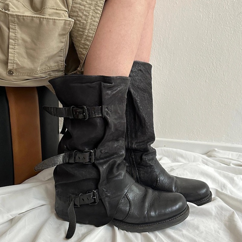 Zwarte riemgesp geplooide half - Vintage Zipper recensie en prijs