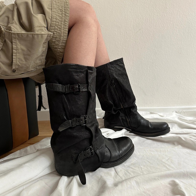 Zwarte riemgesp geplooide half - Vintage Zipper recensie en prijs
